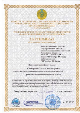 Сертификаты о присвоении квалификации поверитель средств измерений.