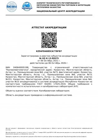 Аттестат аккредитации